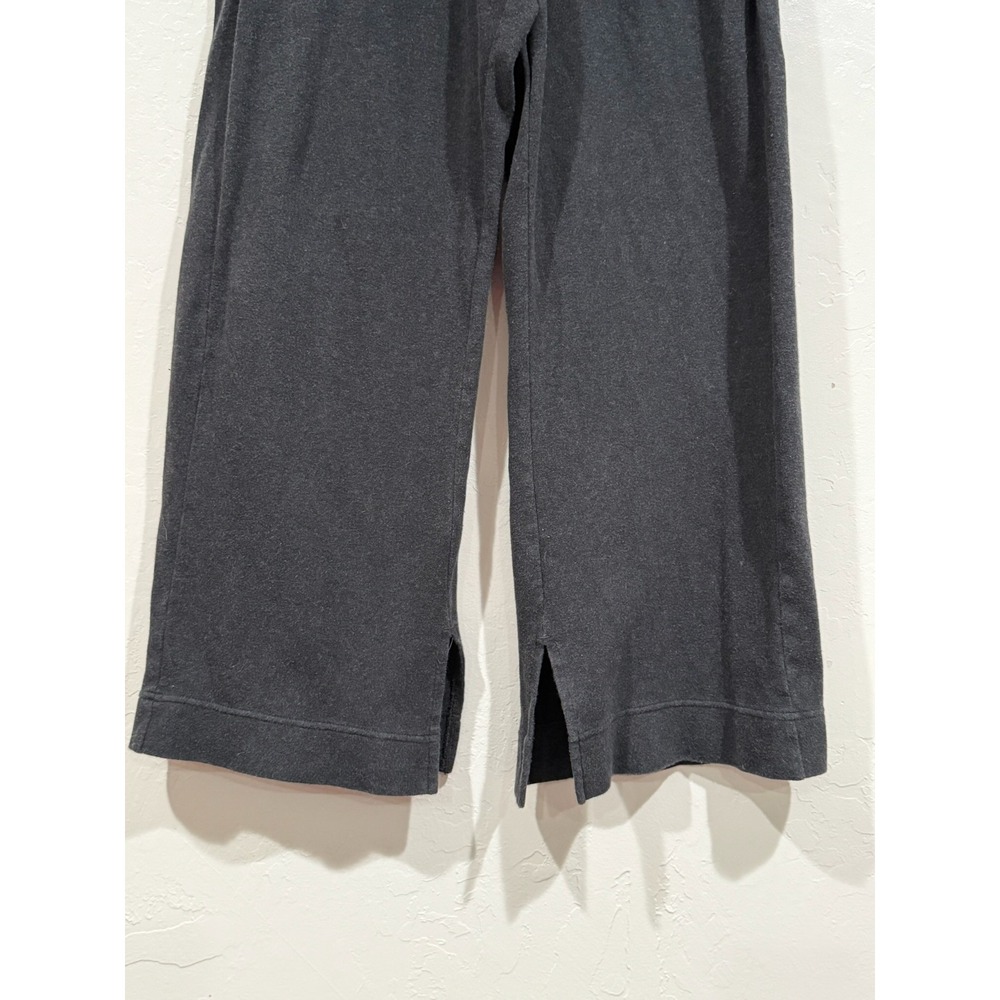 Pact Organic Cotton Wide Leg Pants Charcoal Grey Side Slit Cropped Lounge Size M - Picture 8 of 8